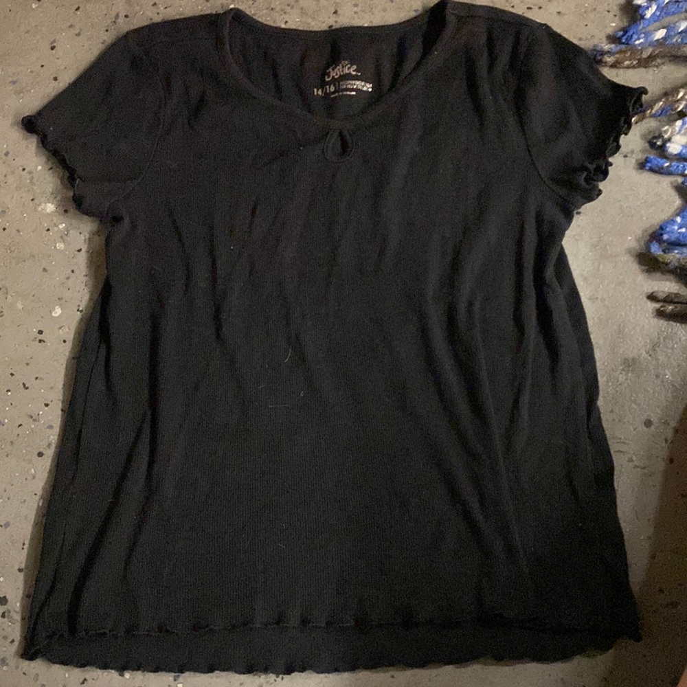 justice black shirt size 14/16